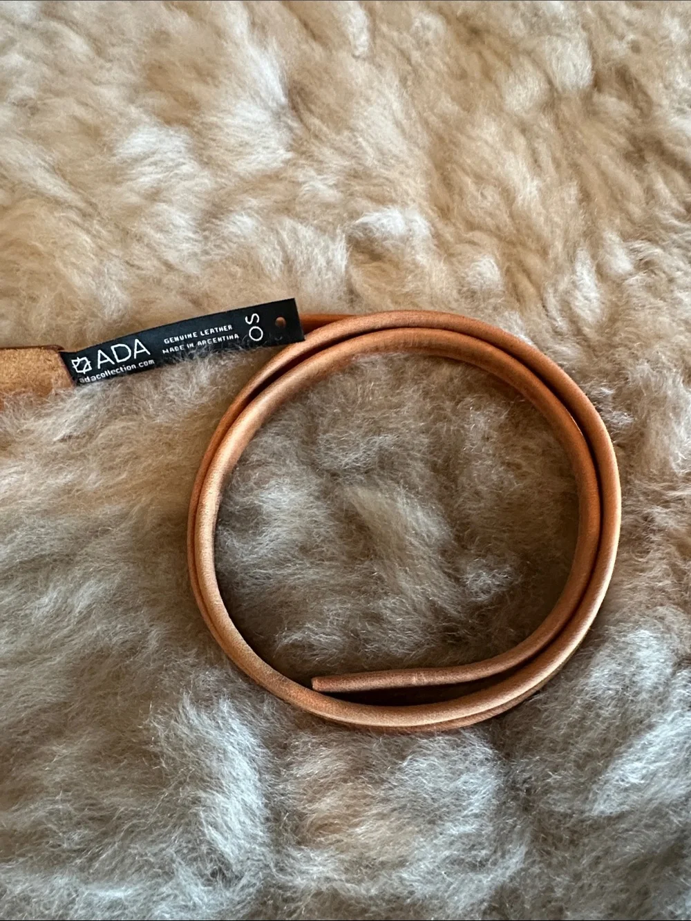 ADA | Skinny Wrap Leather Belt in Cognac - Picture 6 of 7